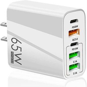 65W 5-Port USB & USB-C Wall Charger Block